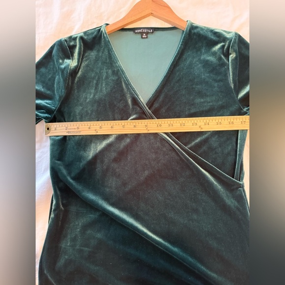 J. Crew Emerald Velvet Wrap Blouse, Size M - Picture 3 of 4
